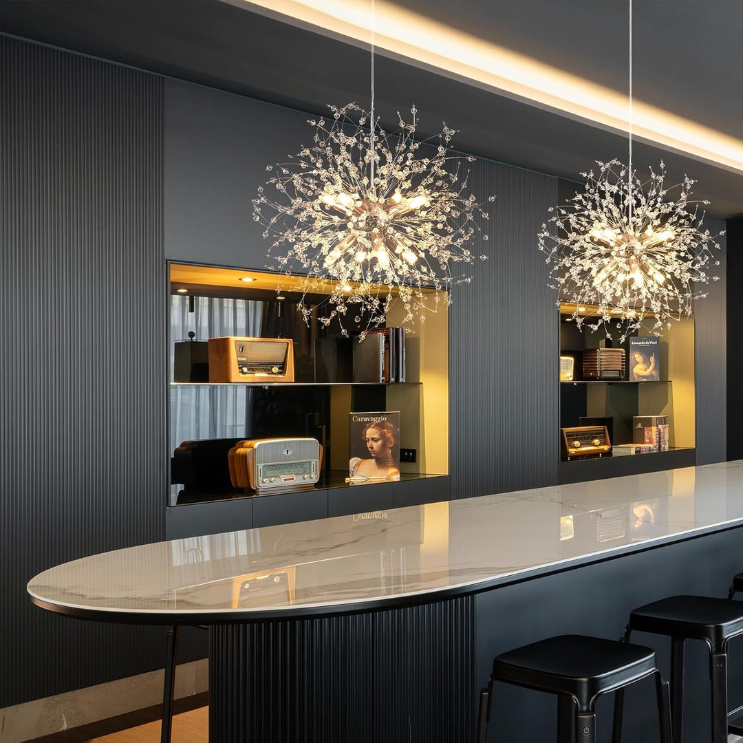 Plug in Modern Crystal Chandeliers Ceiling Lights, 8 - Light Plug in Pendant Light Hanging Lights That Plug in Dining Room Light Fixtures,Chrome Sputnik Fireworks Chandelier for Kitchen Bedroom Entryway - Just Closeouts Canada Inc.