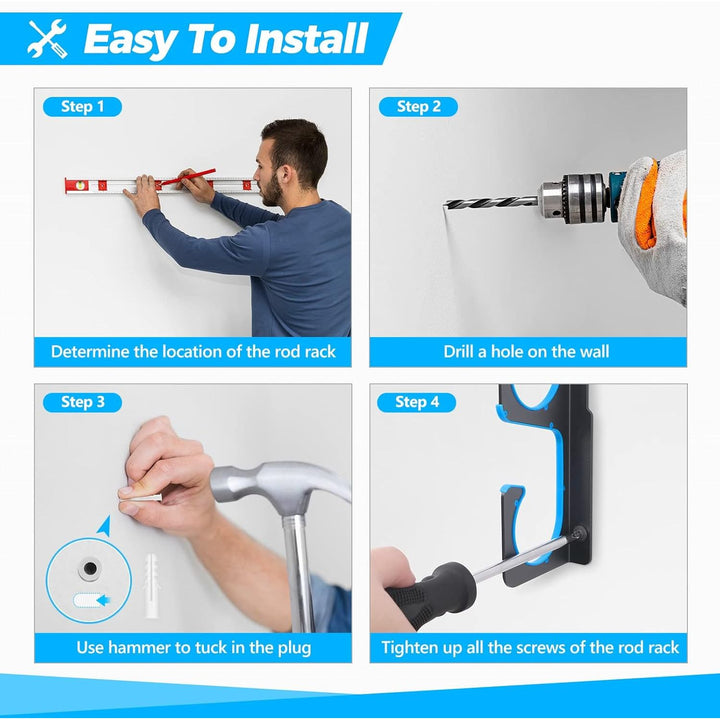 PLUSINNO H5 Horizontal Fishing Rod/Pole Holders, Fishing Pole Holders for Garage, Wall or Ceiling Mounted Fishing Rod Rack… - Just Closeouts Canada Inc.