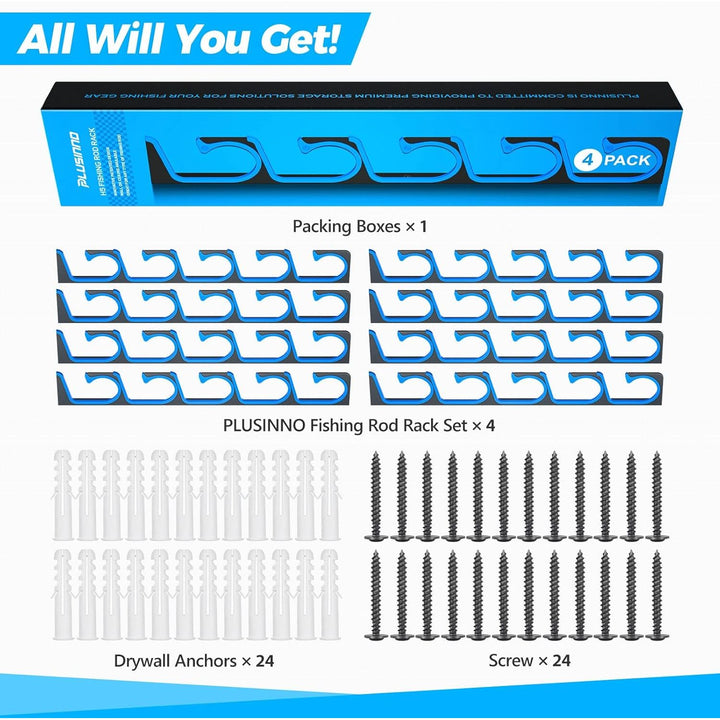 PLUSINNO H5 Horizontal Fishing Rod/Pole Holders, Fishing Pole Holders for Garage, Wall or Ceiling Mounted Fishing Rod Rack… - Just Closeouts Canada Inc.