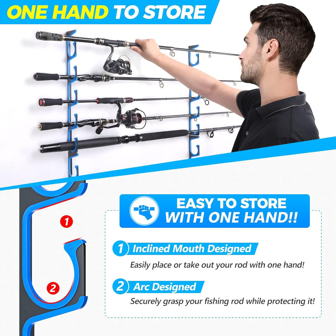 PLUSINNO H5 Horizontal Fishing Rod/Pole Holders, Fishing Pole Holders for Garage, Wall or Ceiling Mounted Fishing Rod Rack… - Just Closeouts Canada Inc.