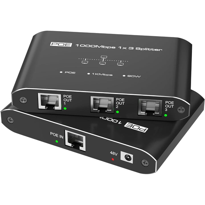 PoE Switch 1 in 3 Out, Gigabit 3 Port PoE Splitter, IEEE 802.3at/af Compliant, 30W per Port Power Over Ethernet Hub for IP Cameras/Access Points/VoIP Phones (328 Ft), Network Hub for Cat5e/6/7/8 Cable - Just Closeouts Canada Inc.X004QUF001