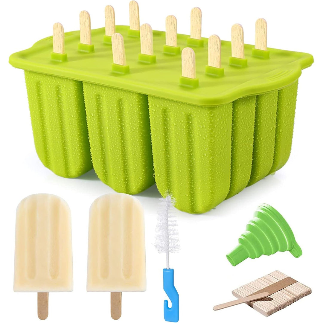 Popsicle Molds 12 Pieces Silicone Ice Pop Molds BPA Free Reusable Popsicle Mold Easy Release Ice Pop Maker with 50 Pcs Sticks Cleaning Brush and Funnel - Just Closeouts Canada Inc.