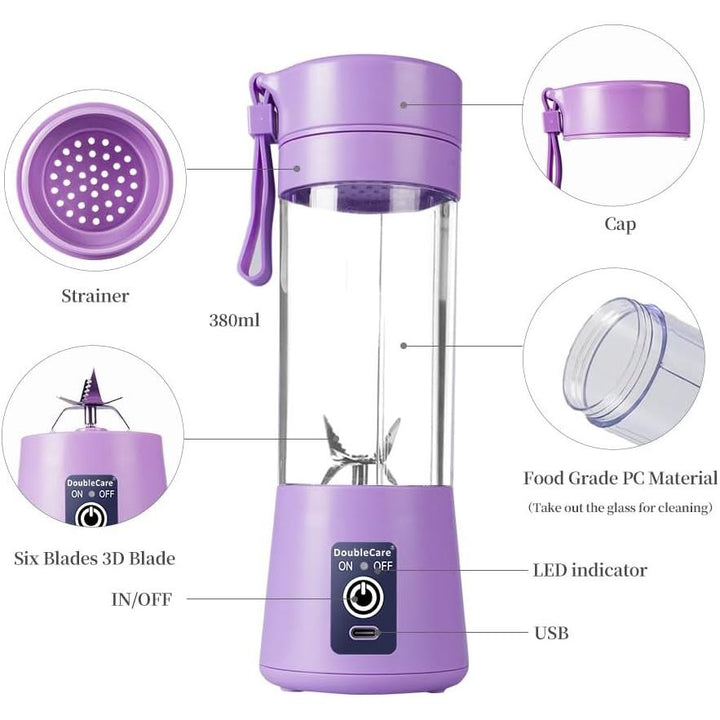 Portable Blender Cup, Electric USB Juicer Blender, 380ml, Light purple - Just Closeouts Canada Inc.