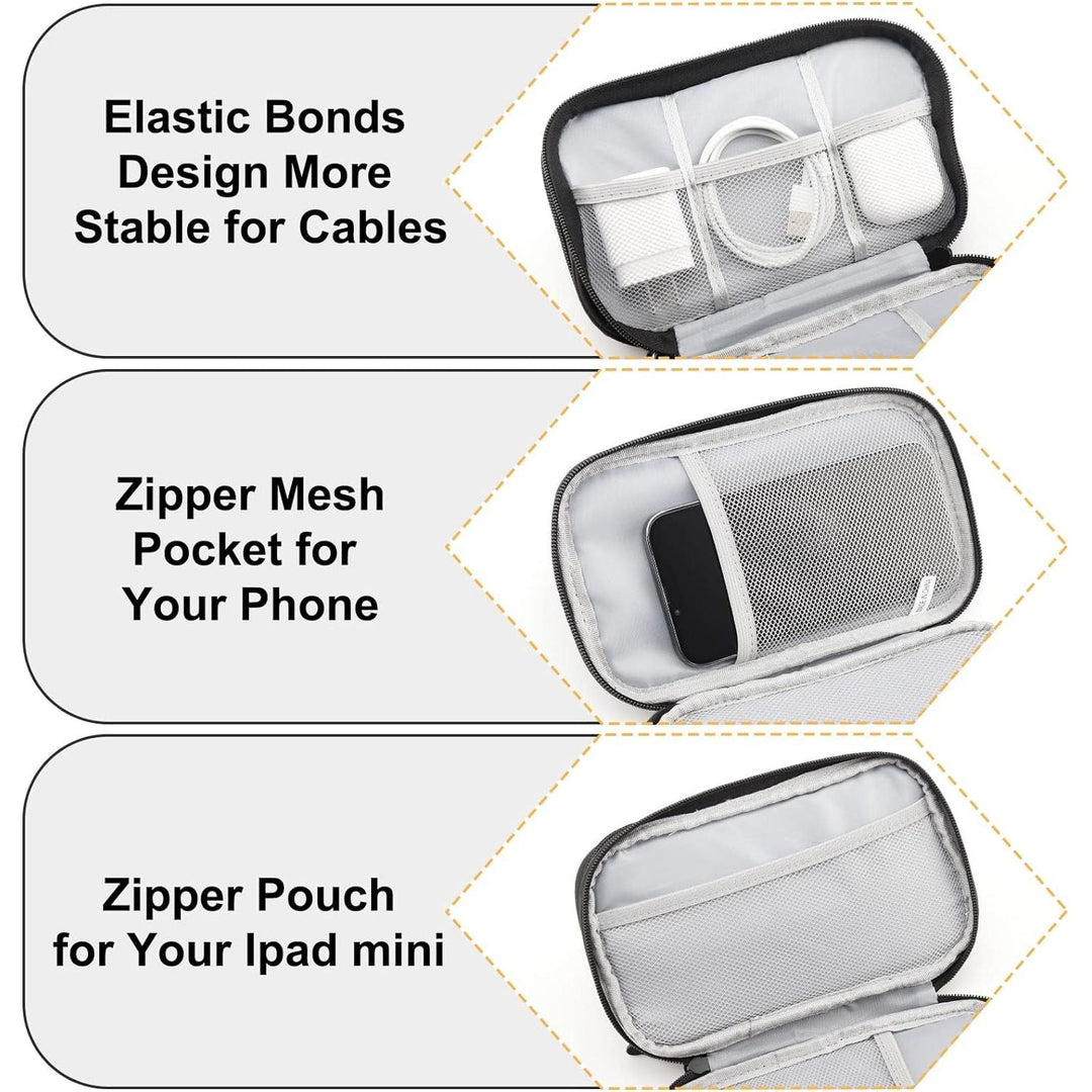 Portable Electronics Travel Organizer with Double Layer Design, Waterproof Electronic Organizer to Hold USB Flash Drive, Cords, Chargers, Phones, Earphones, Power Banks, Mouse, and SD Card Black - Just Closeouts Canada Inc.