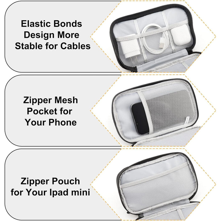 Portable Electronics Travel Organizer with Double Layer Design, Waterproof Electronic Organizer to Hold USB Flash Drive, Cords, Chargers, Phones, Earphones, Power Banks, Mouse, and SD Card Black - Just Closeouts Canada Inc.