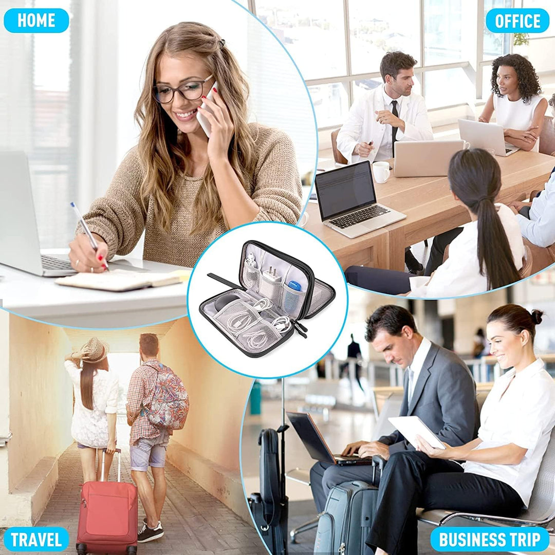 Portable Electronics Travel Organizer with Double Layer Design, Waterproof Electronic Organizer to Hold USB Flash Drive, Cords, Chargers, Phones, Earphones, Power Banks, Mouse, and SD Card Black - Just Closeouts Canada Inc.