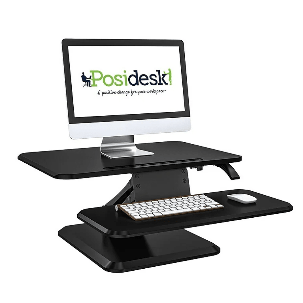 POSI210BK Posidesk 25" Sit - Stand Pedestal Desk with One Touch Height Adjustment Setting, Black - Just Closeouts Canada Inc.