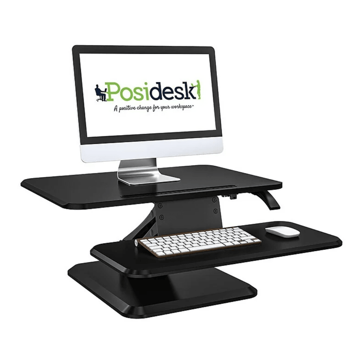 POSI210BK Posidesk 25" Sit - Stand Pedestal Desk with One Touch Height Adjustment Setting, Black - Just Closeouts Canada Inc.