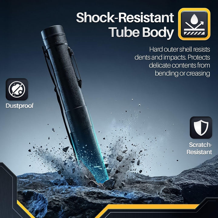 Poster, Art, Document Tube with Strap, Expandable Waterproof Plastic Container, Telescoping Cylindrical Storage Case, Portable Paper Holder for Draft Sketch Blueprint, Black, L - Just Closeouts Canada Inc.