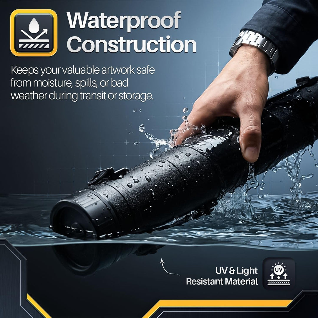 Poster, Art, Document Tube with Strap, Expandable Waterproof Plastic Container, Telescoping Cylindrical Storage Case, Portable Paper Holder for Draft Sketch Blueprint, Black, L - Just Closeouts Canada Inc.