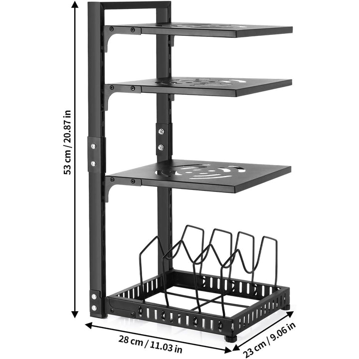 Pot Rack Organizers:4 - Tier Adjustable Heavy Duty Pan Organizer for Cabinet ，Multiple Use Modes，Pot Rack & Pan Rack for Kitchen Counter and Cabinet - Just Closeouts Canada Inc.