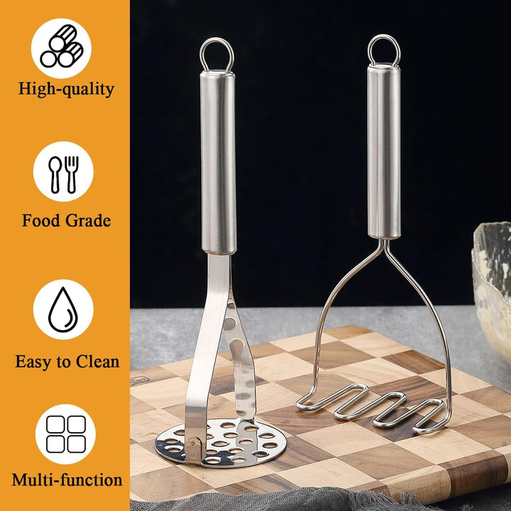 Potato Masher Stainless Steel 2pcs, Durable Mashed Masher Kitchen Tool, Mash Kitchen Utensils Gadgets Easy to Clean - Just Closeouts Canada Inc.X004VS4C8T