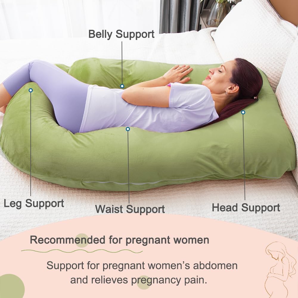Pregnancy Pillow for Sleeping, Extra Large U Shaped Body Pillow, Maternity Pillow for Pregnant Women (Green) - Just Closeouts Canada Inc.
