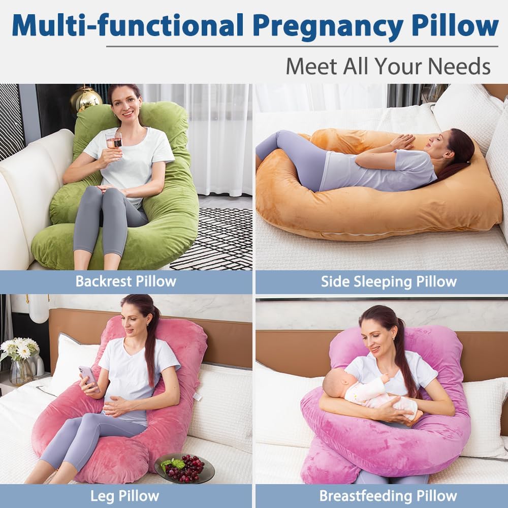 Pregnancy Pillow for Sleeping, Extra Large U Shaped Body Pillow, Maternity Pillow for Pregnant Women (Green) - Just Closeouts Canada Inc.