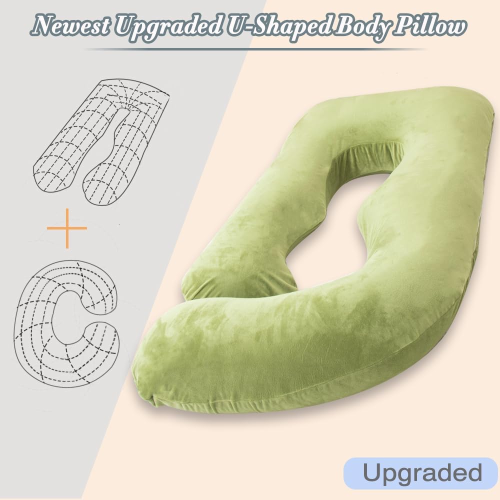 Pregnancy Pillow for Sleeping, Extra Large U Shaped Body Pillow, Maternity Pillow for Pregnant Women (Green) - Just Closeouts Canada Inc.