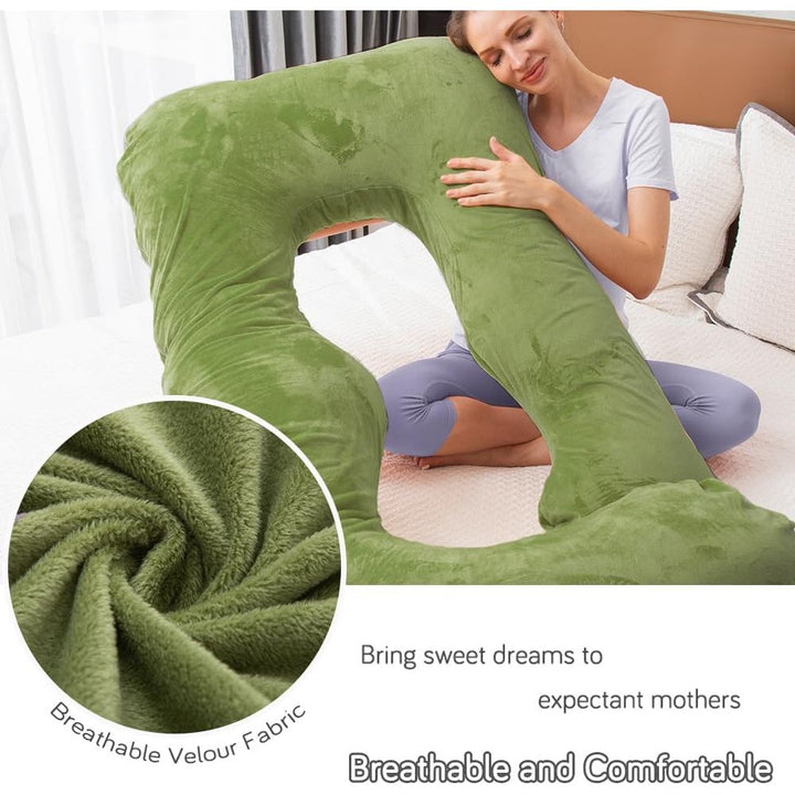 Pregnancy Pillow for Sleeping, Extra Large U Shaped Body Pillow, Maternity Pillow for Pregnant Women (Green) - Just Closeouts Canada Inc.