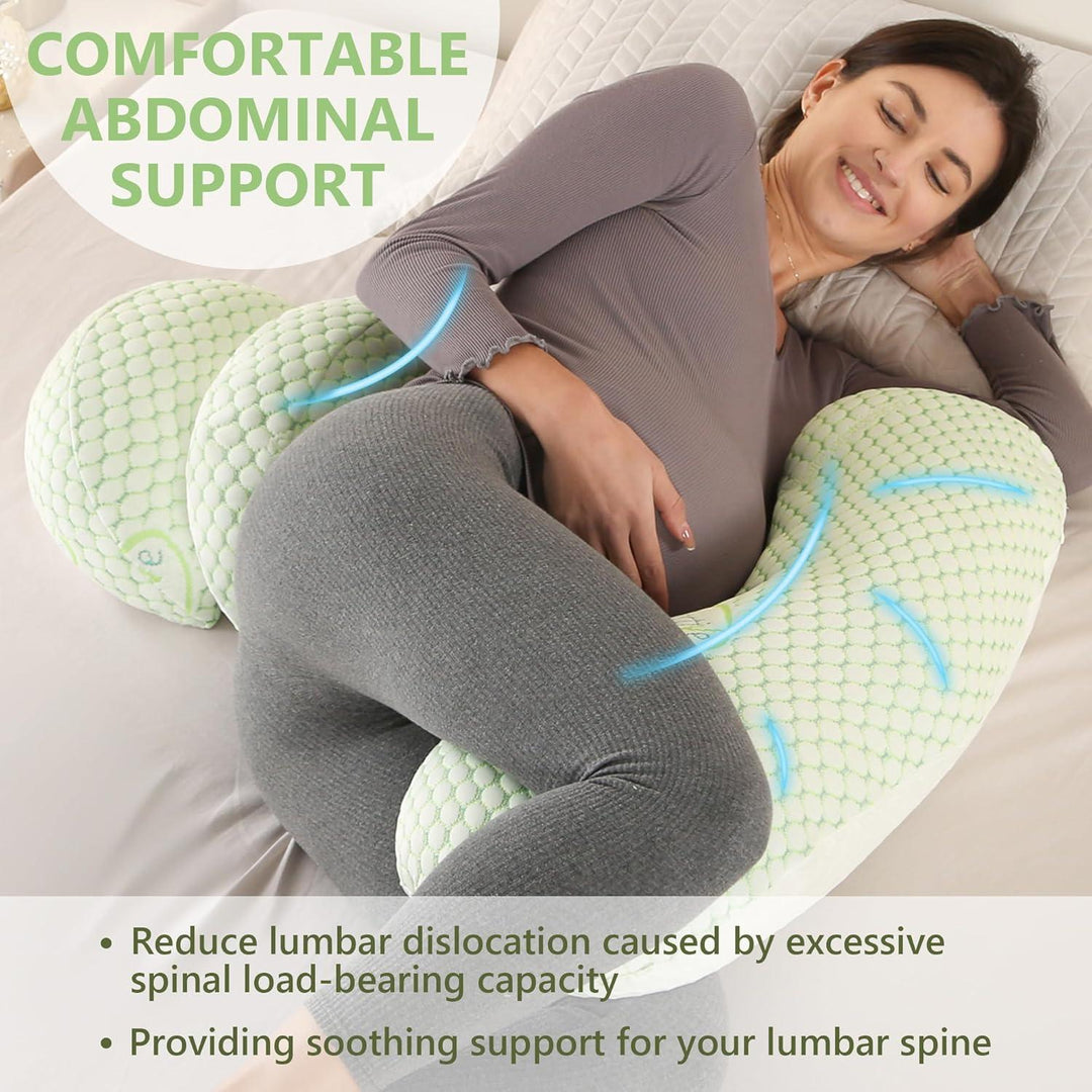 Pregnancy Pillows for Sleeping, Full Body Maternity Pillow with Detachable and Adjustable Pillow Cover, Support for Back, Legs, Belly, HIPS for Pregnant Women, Green - Just Closeouts Canada Inc.