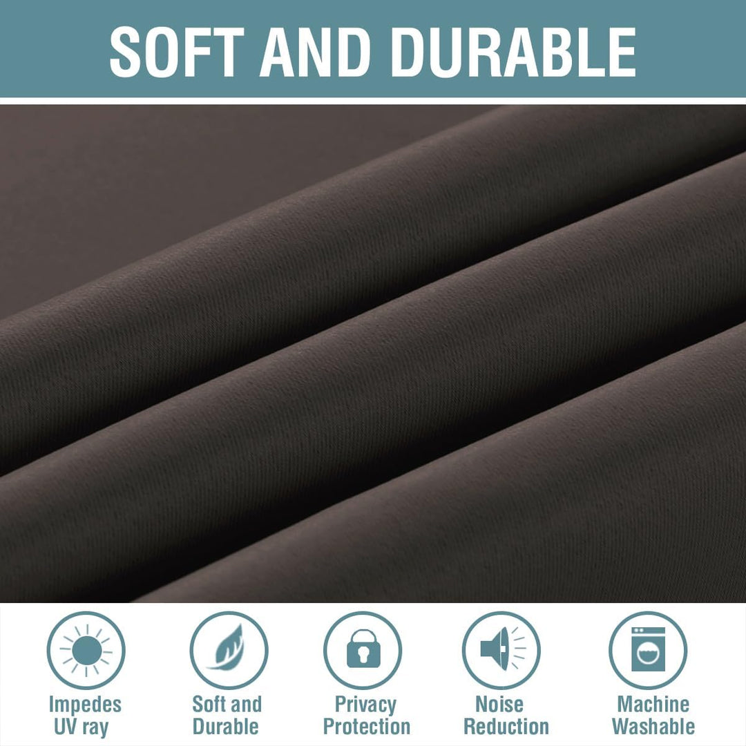 Premium Blackout Curtains for Living Room 84 Inches Length, Blackout Curtains for Bedroom Thermal Insulated Drapes - Chocolate Brown - Just Closeouts Canada Inc.