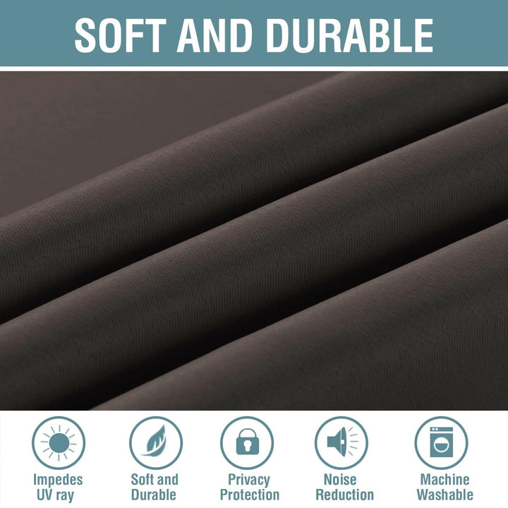 Premium Blackout Curtains for Living Room 84 Inches Length, Blackout Curtains for Bedroom Thermal Insulated Drapes - Chocolate Brown - Just Closeouts Canada Inc.