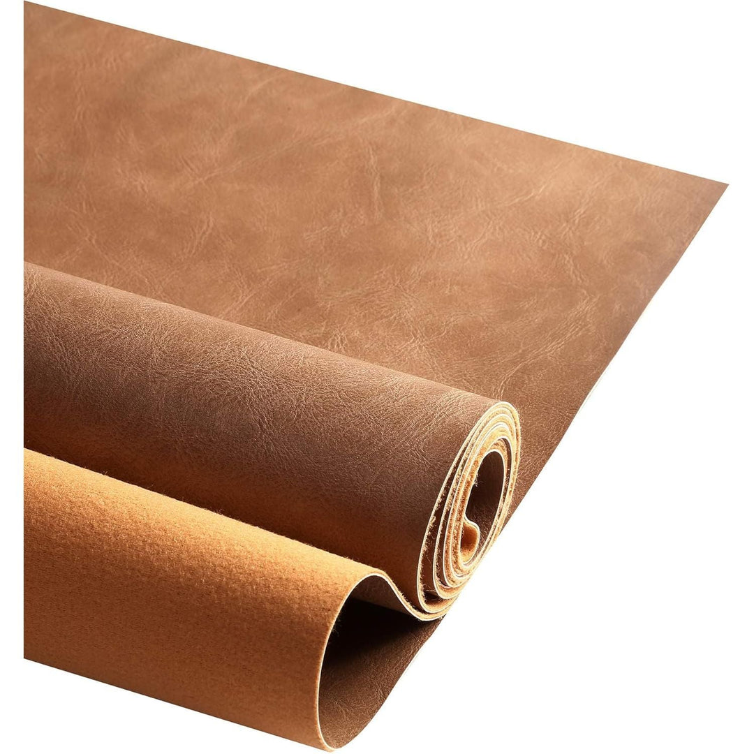 Premium Faux Leather Upholstery Fabric 1.2mm Thickness, Waterproof Upholstery Leather Distressed Bark Fabric(Khaki, Pre-Cut 36"x54") - Just Closeouts Canada Inc.