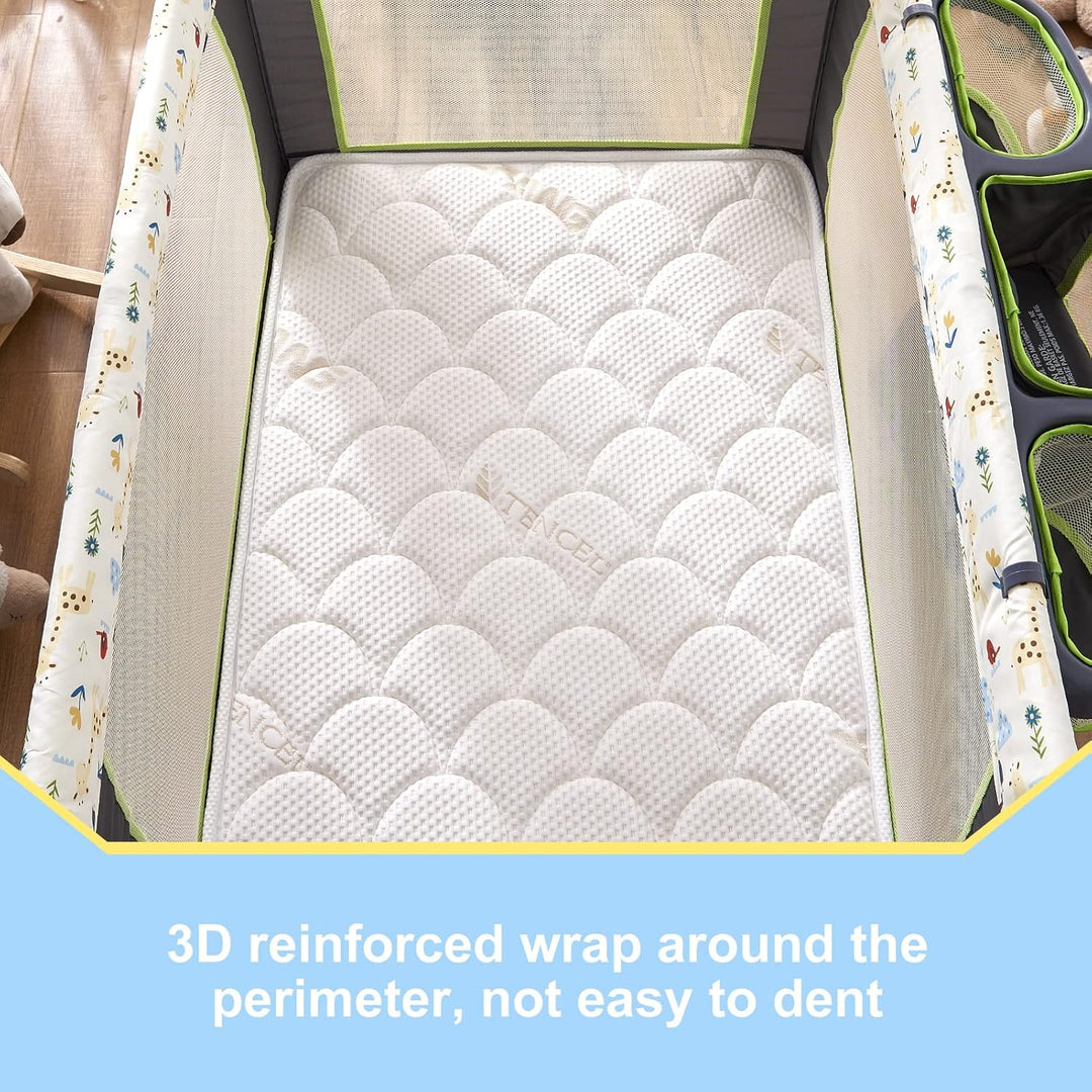 Premium Pack and Play Mattress Topper 38" x 26" - Breathable, Soft, Medium Firmness Playpen Mattress Topper - Fits Pack N Play Playpens - White - Just Closeouts Canada Inc.