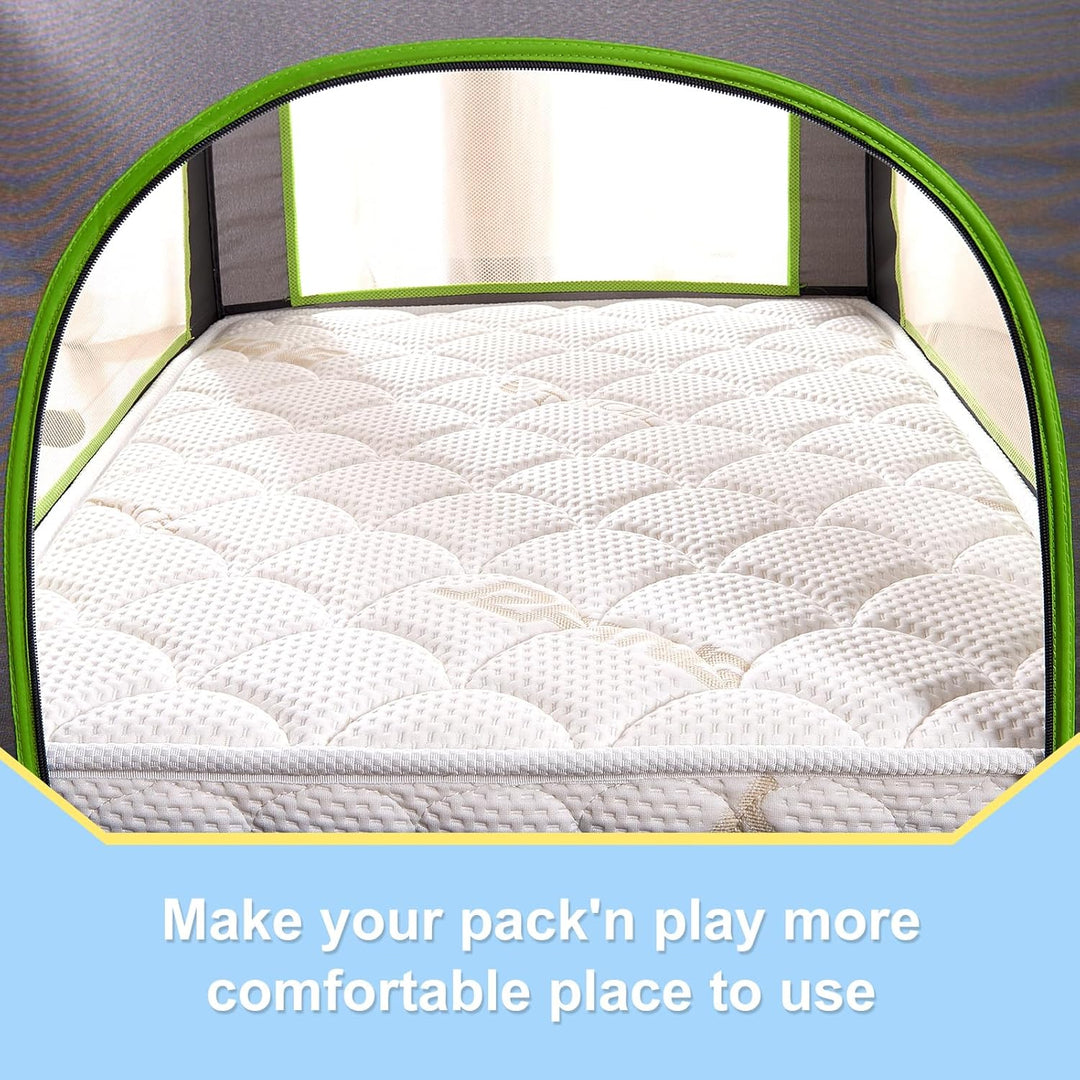Premium Pack and Play Mattress Topper 38" x 26" - Breathable, Soft, Medium Firmness Playpen Mattress Topper - Fits Pack N Play Playpens - White - Just Closeouts Canada Inc.