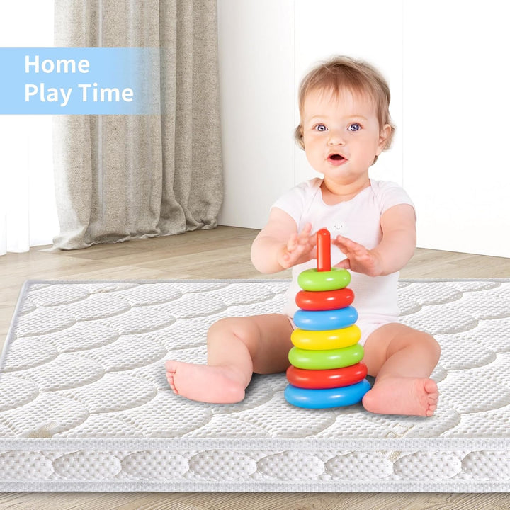 Premium Pack and Play Mattress Topper 38" x 26" - Breathable, Soft, Medium Firmness Playpen Mattress Topper - Fits Pack N Play Playpens - White - Just Closeouts Canada Inc.