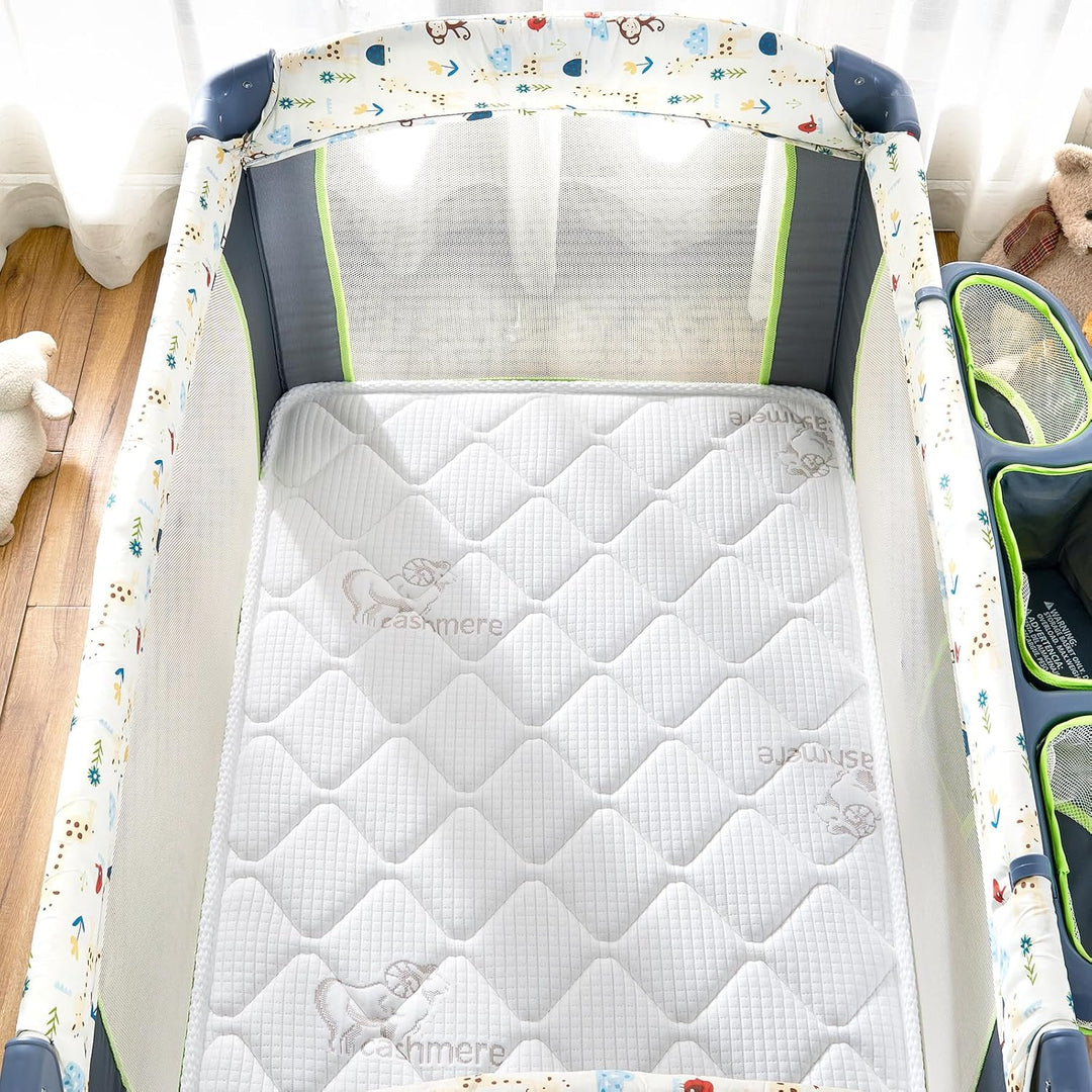 Premium Pack and Play Mattress Topper - 38" x 26" x 1.5", Breathable, Soft, Safety - Reinforced Play Yard Mattress for Babies and Toddlers, Fits Pack N Play Playpens, White - Just Closeouts Canada Inc.