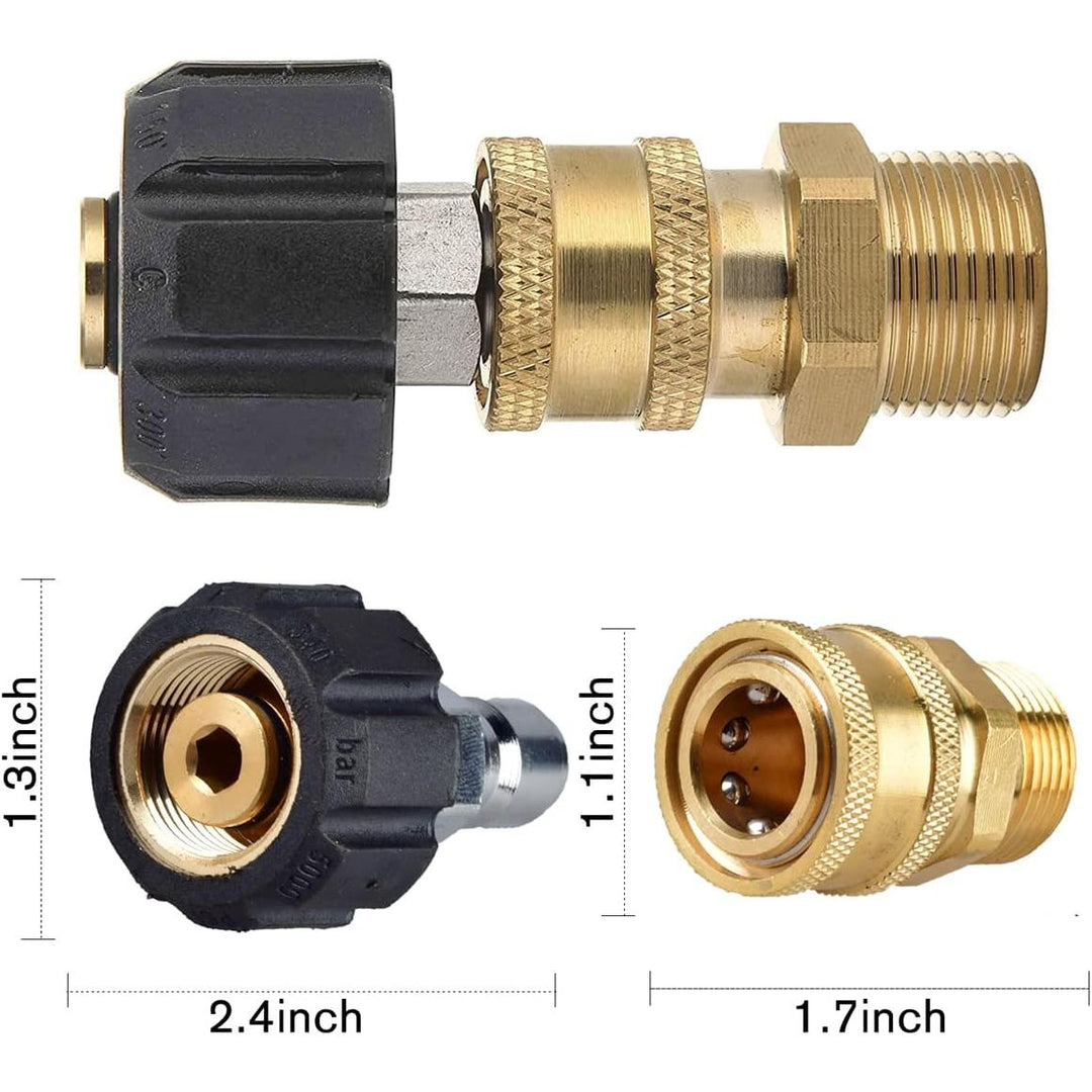 Pressure Washer Quick Connect, M22 15mm Quick Connect, 3/8 in Pressure Washer Hose Adapter for High Pressure Washer Hose, 5000 PSI Power Washer Quick Connect - Just Closeouts Canada Inc.