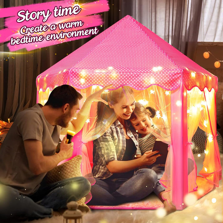 Princess Tent for Girls Kids Play Tent with Star Lights and Mat Toddlers Tent Kids Playhouse Indoor and Outdoor Toys for Girls (Princess Tent with mat) - Just Closeouts Canada Inc.