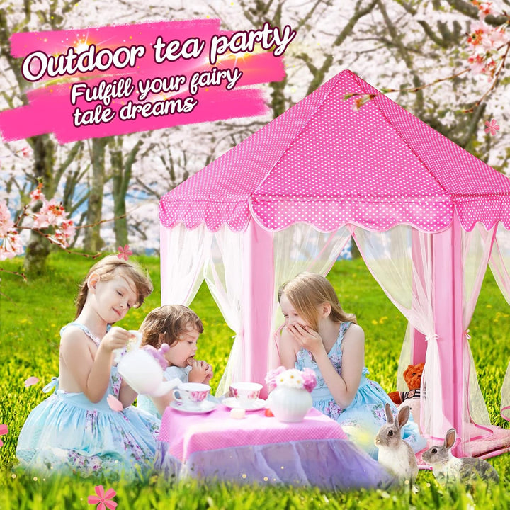 Princess Tent for Girls Kids Play Tent with Star Lights and Mat Toddlers Tent Kids Playhouse Indoor and Outdoor Toys for Girls (Princess Tent with mat) - Just Closeouts Canada Inc.