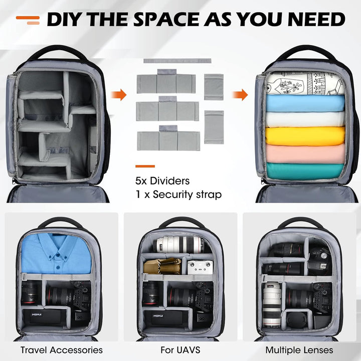 Professional Camera Backpack Anti - Theft Waterproof Camera Bag Laptop Backpack 15.6 Inch with Tripod Holder Rain Cover for Canon/Nikon/Sony Travel Hiking Camera Case for Women Men Photographer, Black - Just Closeouts Canada Inc.