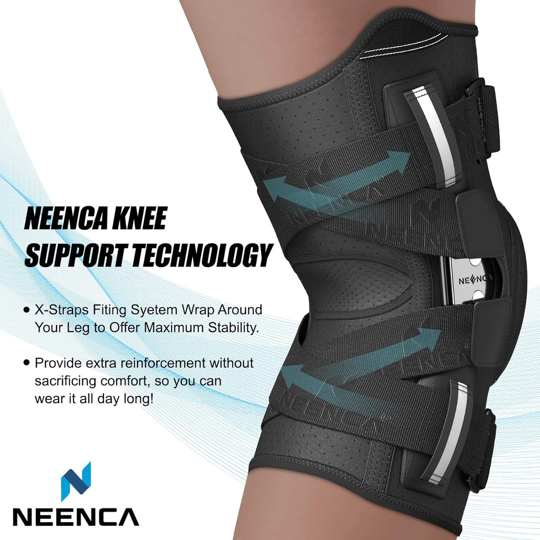 Professional Knee Brace for Knee Pain, Hinged Knee Support with Patented X - Straps Fiting System, Strong Stability for Joint Pain Relief, Arthritis, Meniscus Tear, ACL, PCL, MCL, Sports, Workout, Large - Just Closeouts Canada Inc.