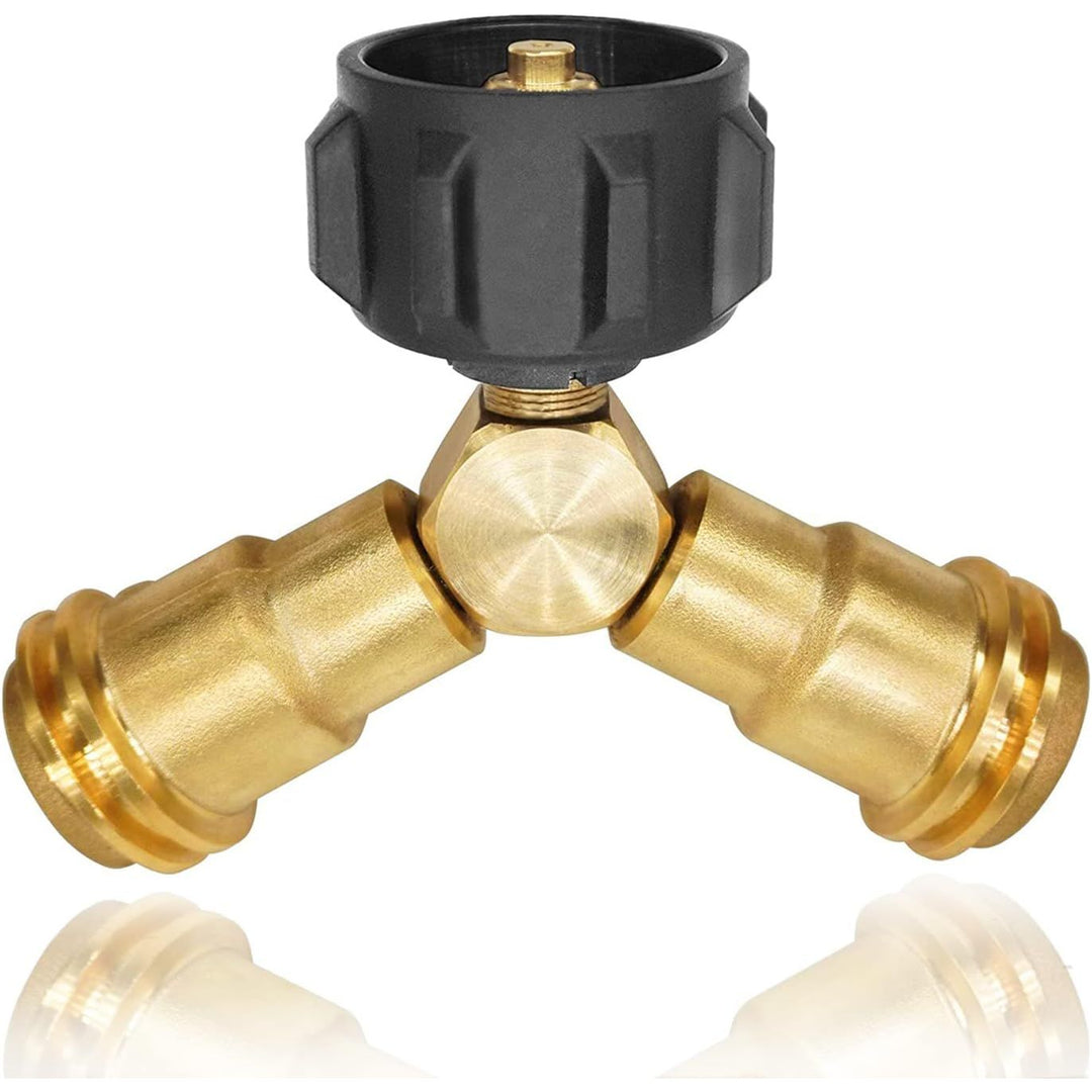 Propane Y Splitter Tee Solid Brass Adapter, Propane Splitter Gas Connector with 1 - Male QCC and 2 - Female QCC, Works for BBQ Grill, Heater Stove, Gas Burner and More - Just Closeouts Canada Inc.