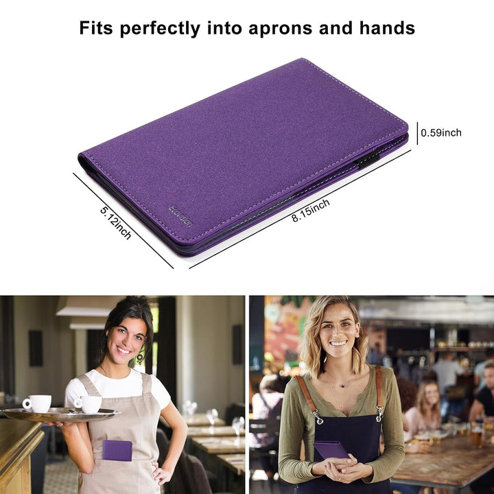 PU Leather Server Book with Zipper Pocket – Glittering Noble Purple - Just Closeouts Canada Inc.