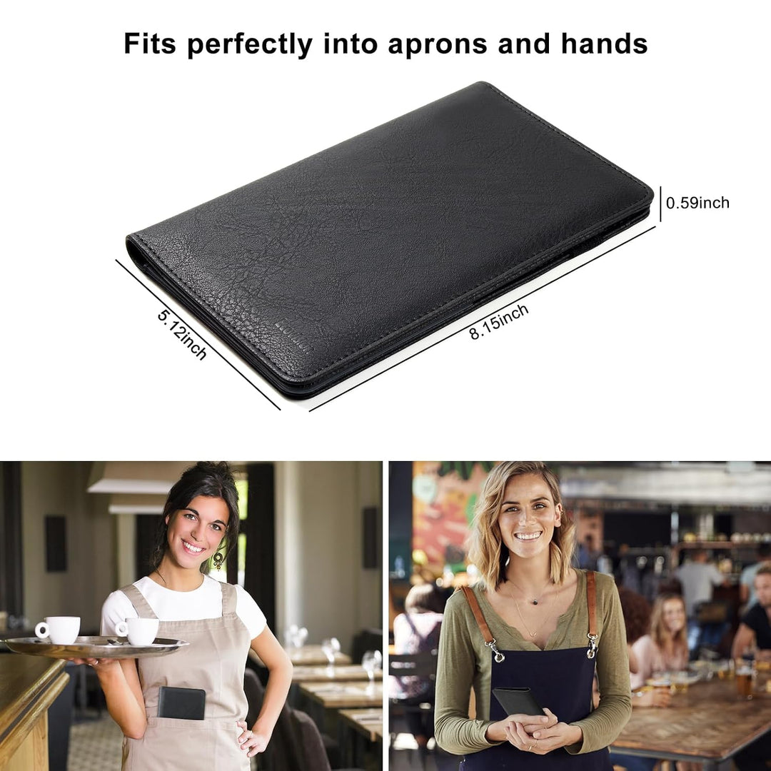 PU Leather Server Book with Zipper Pocket – Vintage Black - Just Closeouts Canada Inc.