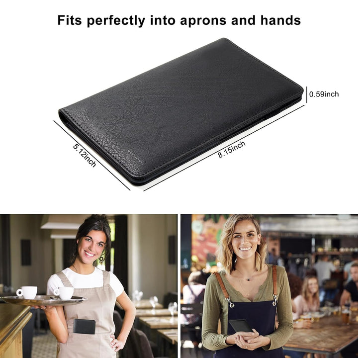 PU Leather Server Book with Zipper Pocket – Vintage Black - Just Closeouts Canada Inc.
