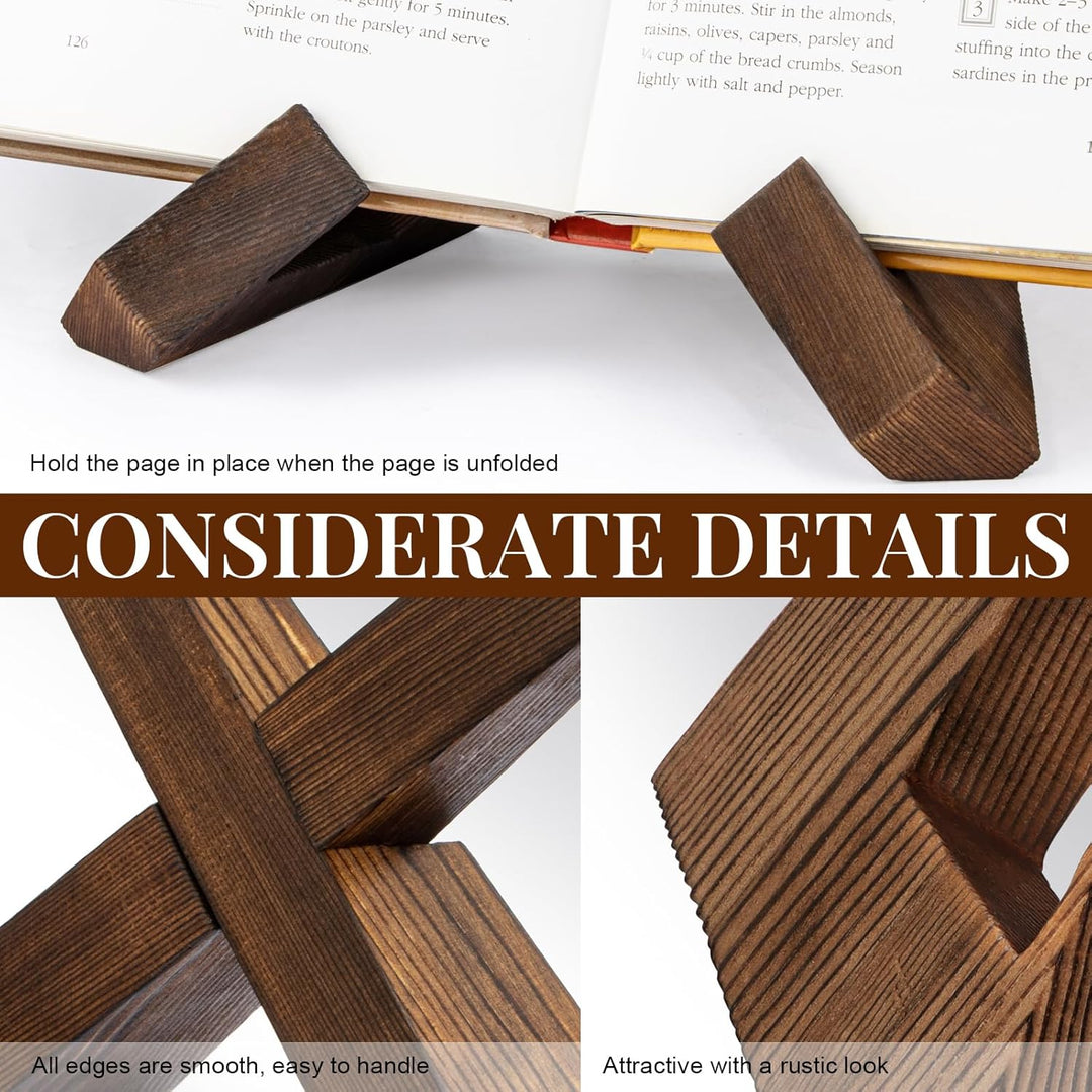 PUERSI Cookbook Stand, Handmade Wooden Book Stand, Cookbook Holder for Reading Hands Free, Recipe Book Hloder Display Stand, Cookbook and Recipe Holder for Counter - Just Closeouts Canada Inc.