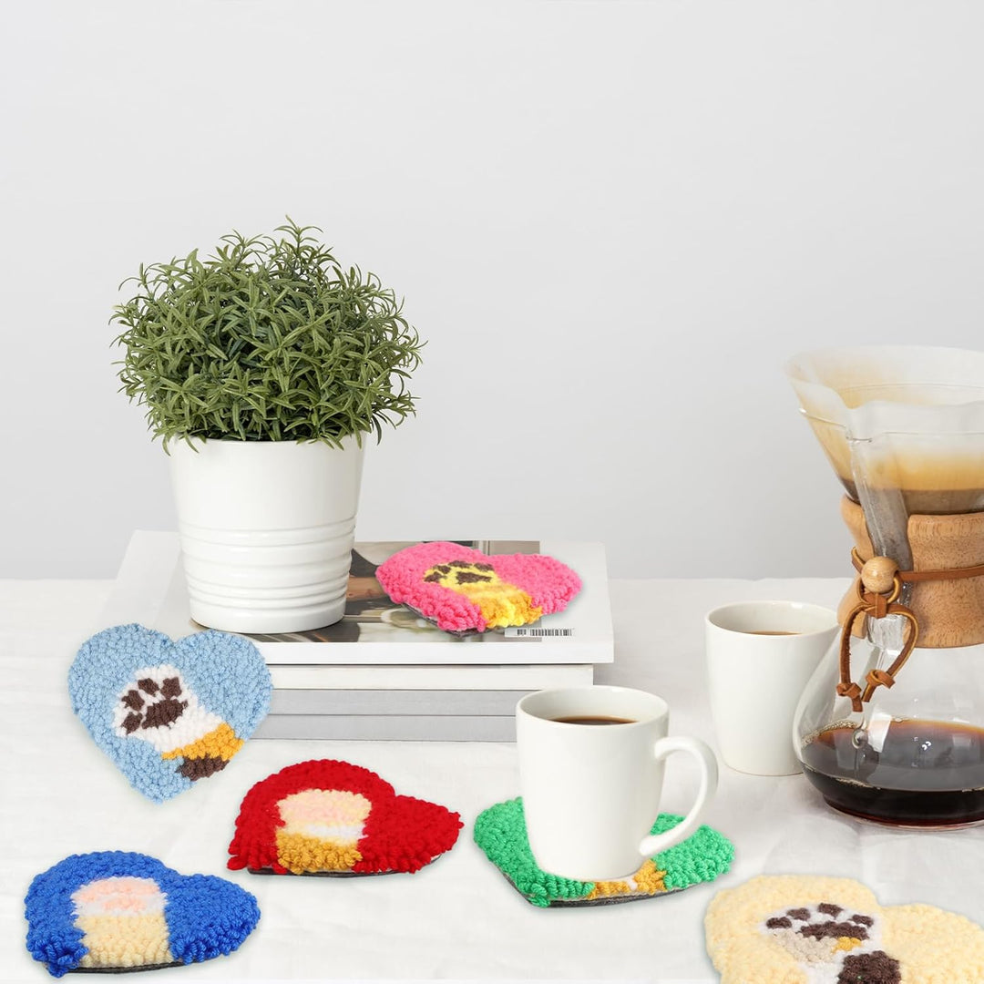 Punch Needle Coasters Kits for Adults ,Simple Embroidery Kit for Beginners for Adult, Easy Punch Needle Coasters Kits for Beginners,10x10 cm (Boxed - blue red green) - Just Closeouts Canada Inc.