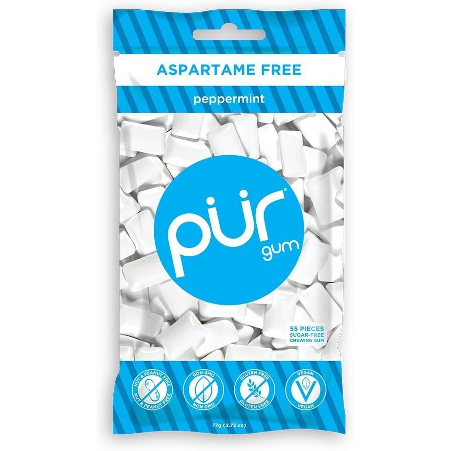 Pur Gum - Peppermint - Aspartame Free - 60 Pieces - 80G - Just Closeouts Canada Inc.830028000856