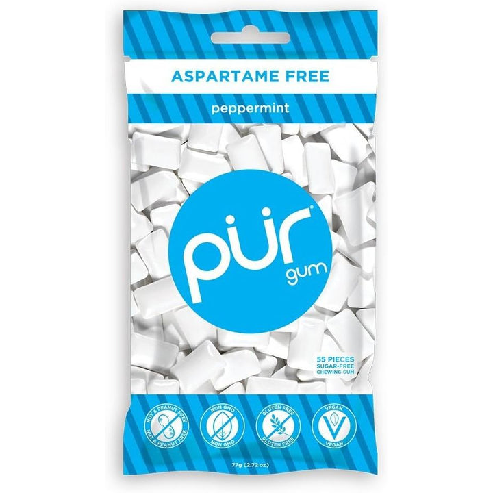 Pur Gum - Peppermint - Aspartame Free - 60 Pieces - 80G - Just Closeouts Canada Inc.830028000856