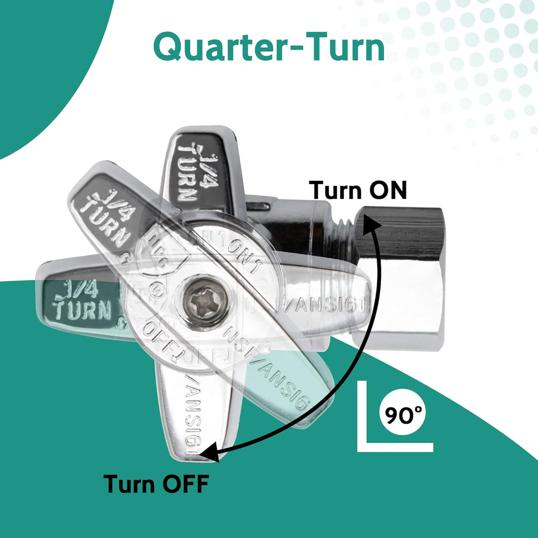PURAGEIR Angle Stop Valve 5 Pack,1/2" Ptc X 3/8" Compression Water Shut Off Valve,1/2 Inch Pushfit X 3/8 Inch OD Compression Angle Shut Off Valve with Disconnect Clip,Pex, Copper,Cpvc,PE - RT,Brass - Just Closeouts Canada Inc.