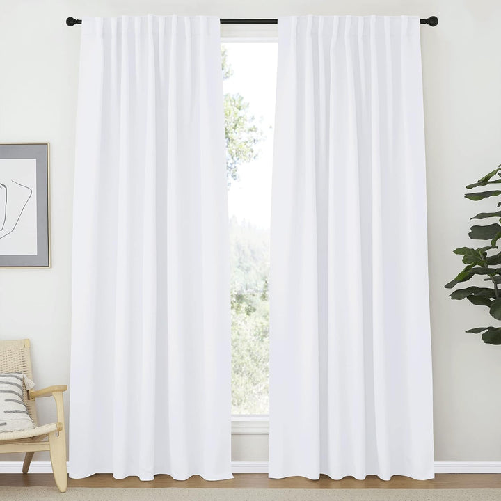 Pure White 70 x 84 in back-tab curtains, two panels