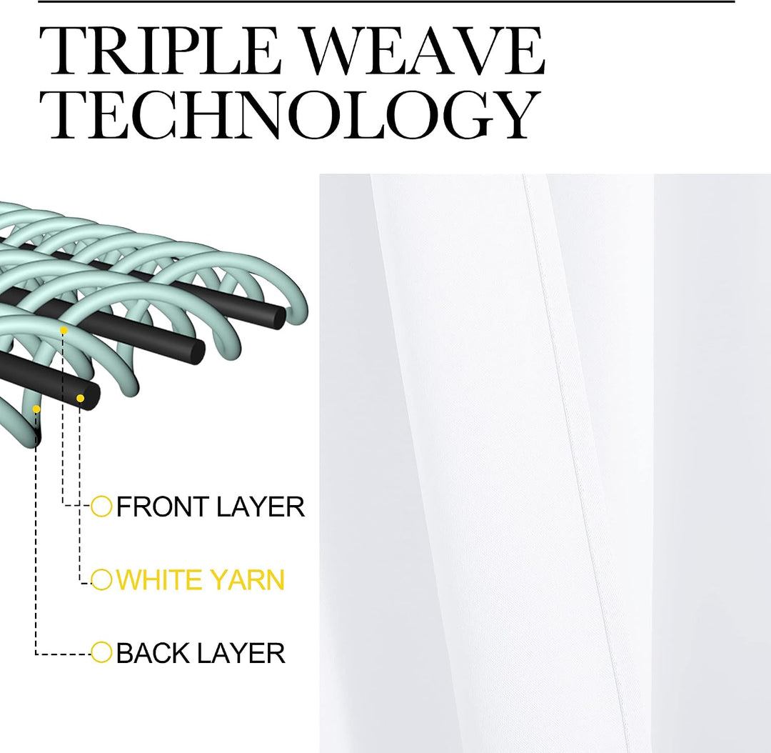 Triple-weave Pure White curtain fabric detail