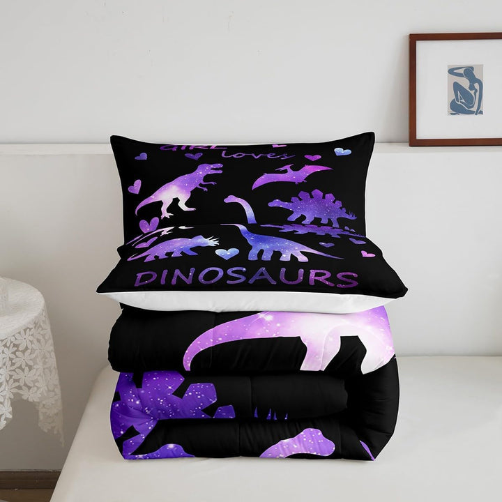 Purple Galaxy Dinosaur Full 3-Piece Comforter Set - Just Closeouts Canada Inc.X004N4NKQV