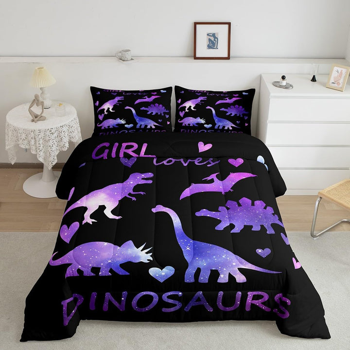Purple Galaxy Dinosaur Full 3-Piece Comforter Set - Just Closeouts Canada Inc.X004N4NKQV