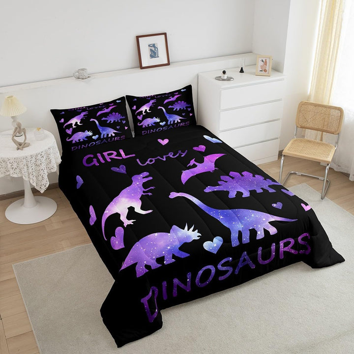 Purple Galaxy Dinosaur Full 3-Piece Comforter Set - Just Closeouts Canada Inc.X004N4NKQV