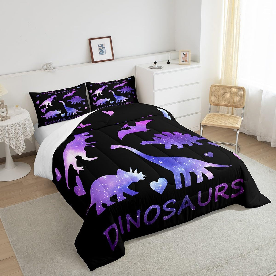 Purple Galaxy Dinosaur Full 3-Piece Comforter Set - Just Closeouts Canada Inc.X004N4NKQV