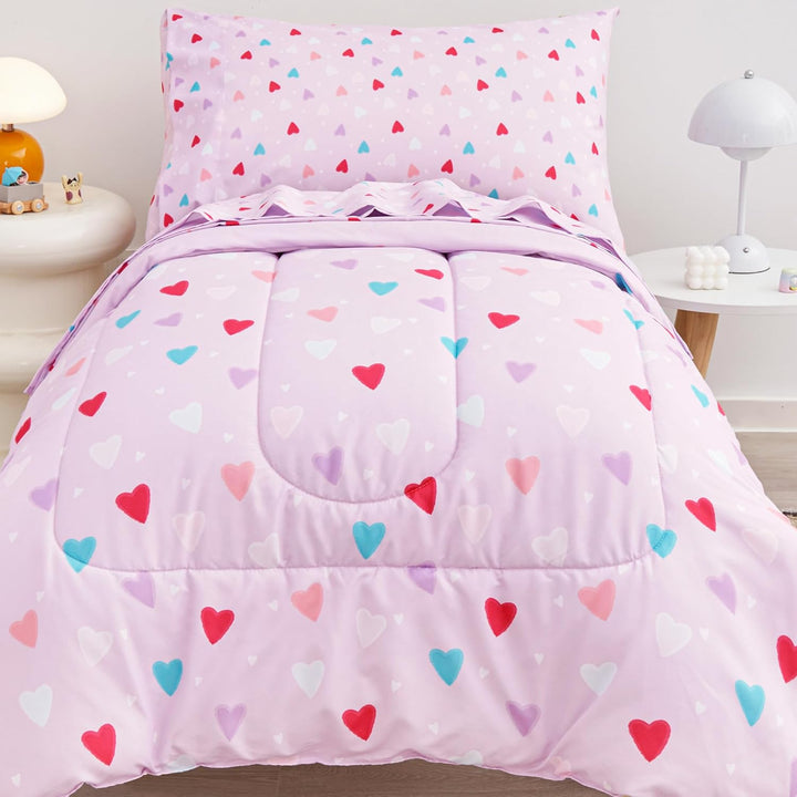 Purple Heart Toddler Comforter Sets, Cute Girls Toddler Bedding Set, Soft Microfiber Toddler Bed Set - Just Closeouts Canada Inc.X00477EB8F