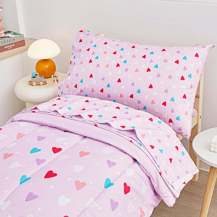 Purple Heart Toddler Comforter Sets, Cute Girls Toddler Bedding Set, Soft Microfiber Toddler Bed Set - Just Closeouts Canada Inc.X00477EB8F